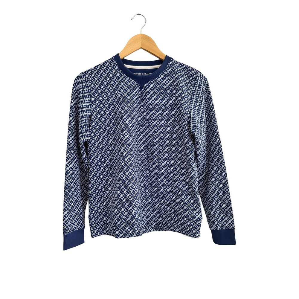 Peter Millar Womens Perth Performance Sweatshirt Top Navy Blue White Small UPF